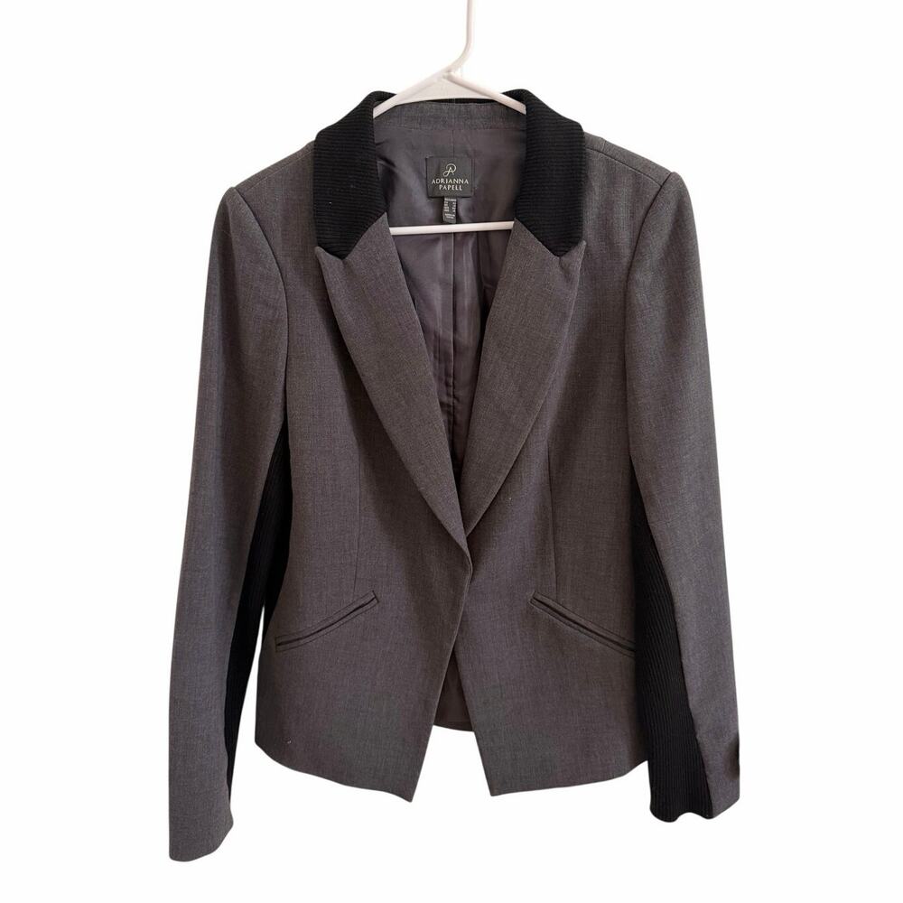 Adriana Papell Flex Blazer Gray And Black Size 10 EUC